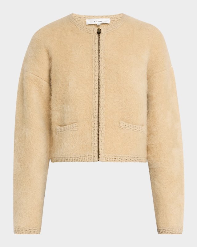 Lofty Crochet Trim Cashmere Cardigan